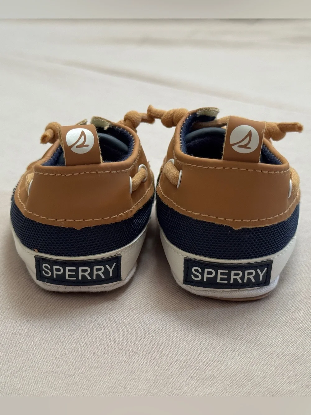 Infant Two-Tone Boat Shoes in Navy and Tan